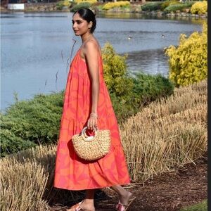 Straw summer tote with Rhinestone handles Mini straw tote handbag NWT